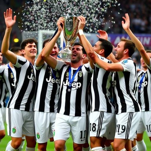 Giocatori della Juventus festeggiano la vittoria della Coppa Italia