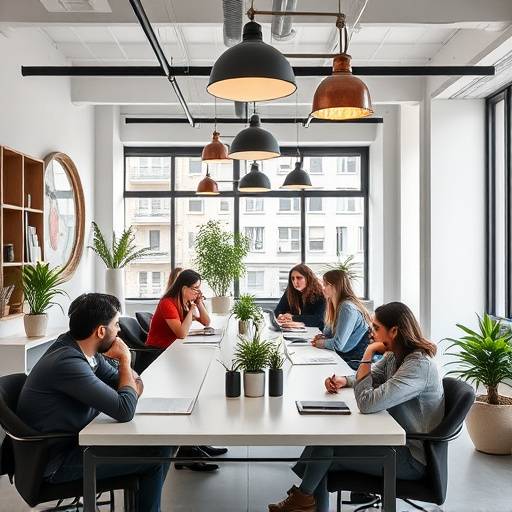 Giovani imprenditori italiani che lavorano in uno spazio di co-working