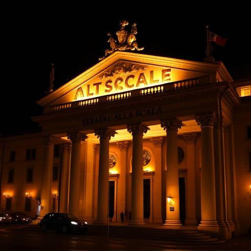 Il Teatro alla Scala illuminato di sera
