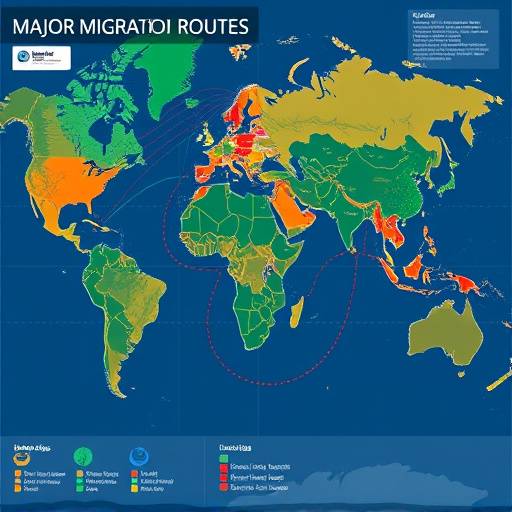 Mappa del mondo che evidenzia i principali flussi migratori