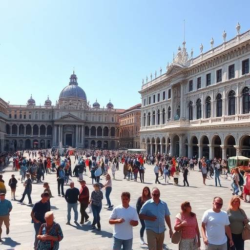 Piazza San Marco a Venezia con turisti
