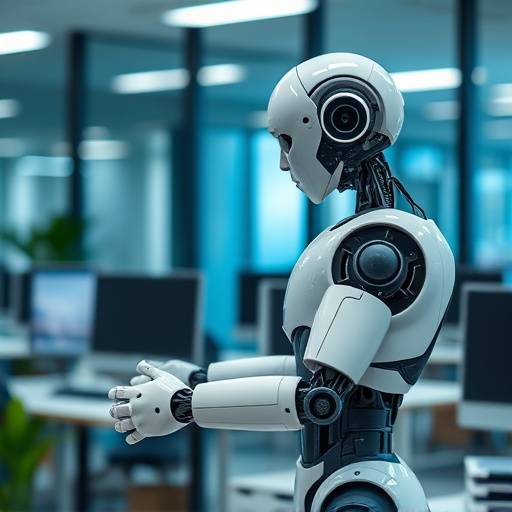 Robot che lavora in un ufficio